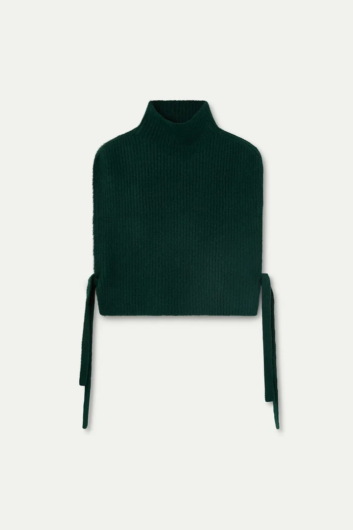 Green High Neck Knit Vest