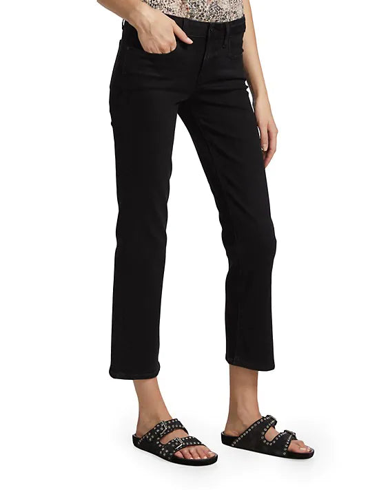 Paige's Colette twill pants are cut with a mid-rise style, finished in a cropped flare.
