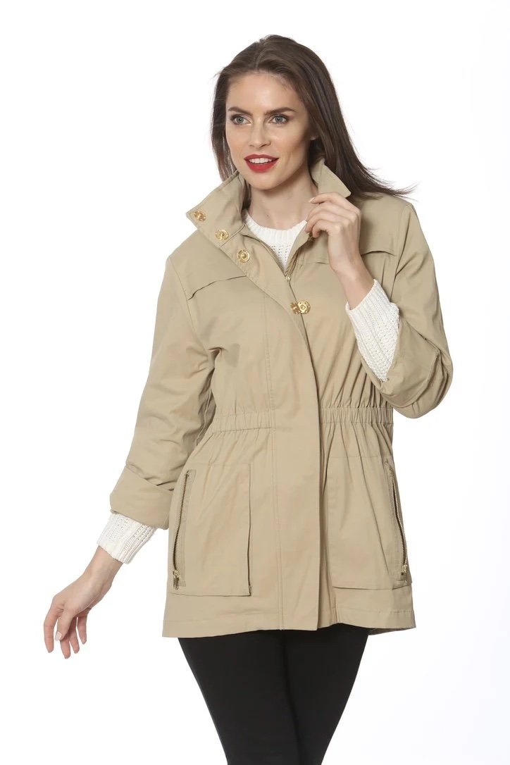 Taupe water-resistant jackets