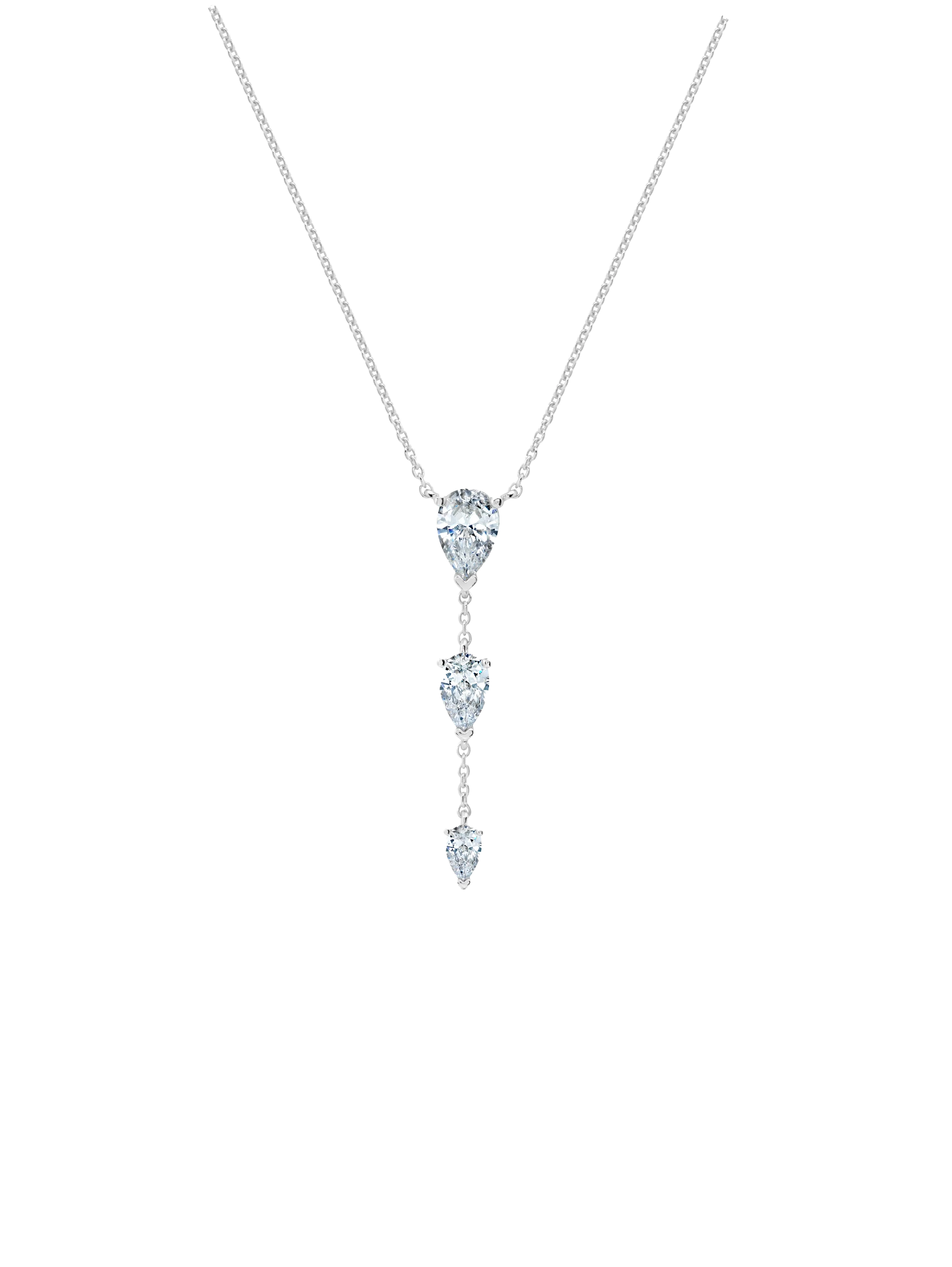 Opulent Drop 16'' Necklace with Three Pear Cut Stones