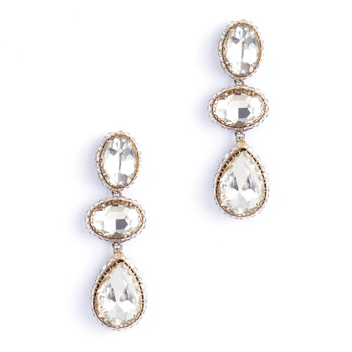 Lightweight crystal post earrings in silver.