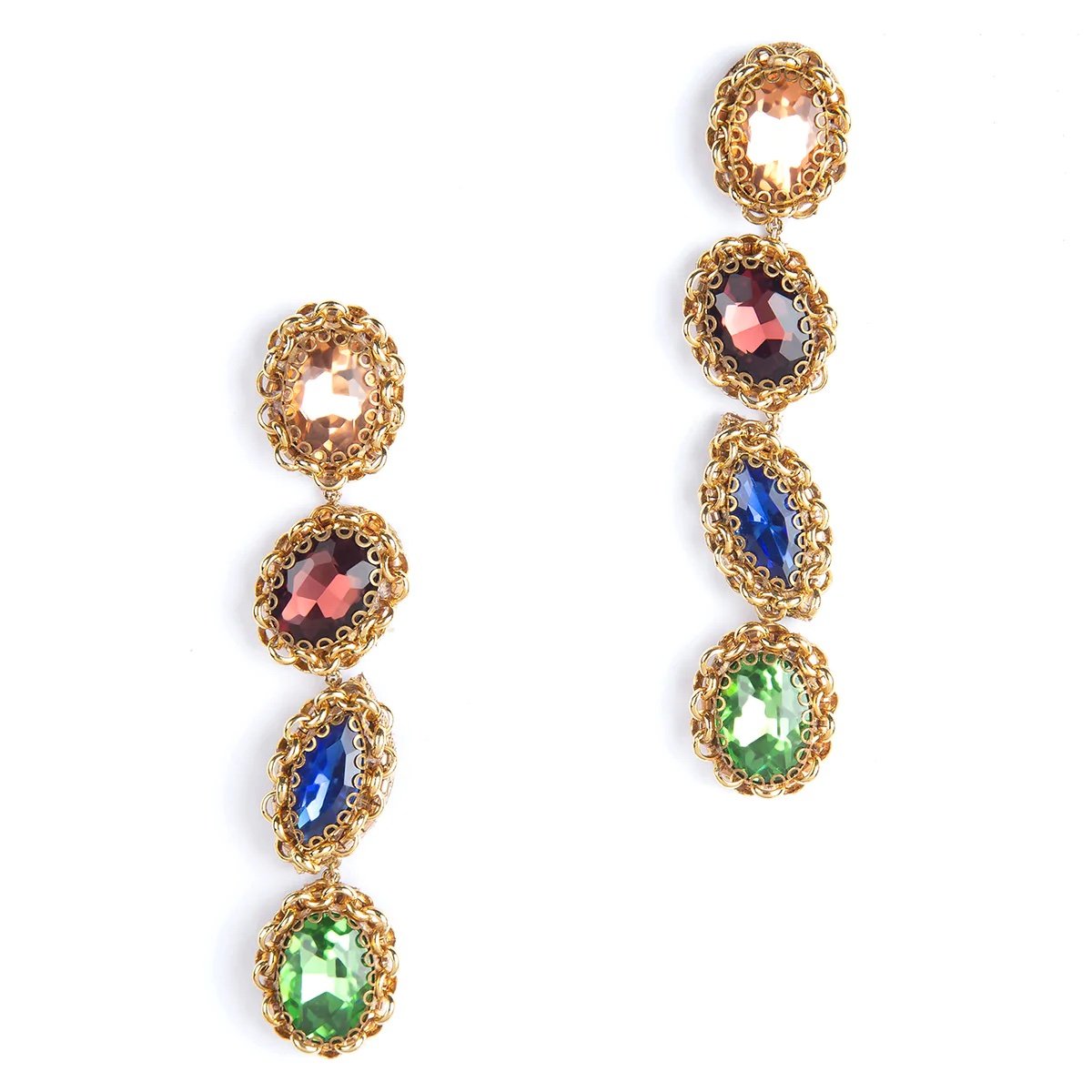 Colorful Chandelier crystal post earrings