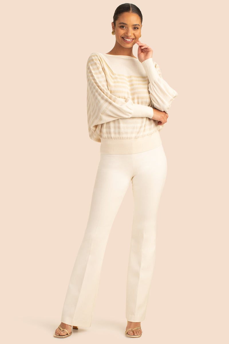 Luxe Drape, this long pant in white
